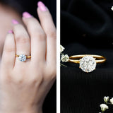 2 Carat Lab Grown Diamond Solitaire Engagement Ring with Hidden Halo