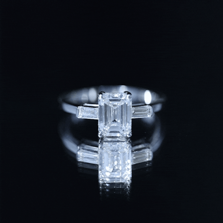 1.8 Carat Lab Grown Diamond Emerald Cut Engagement Ring