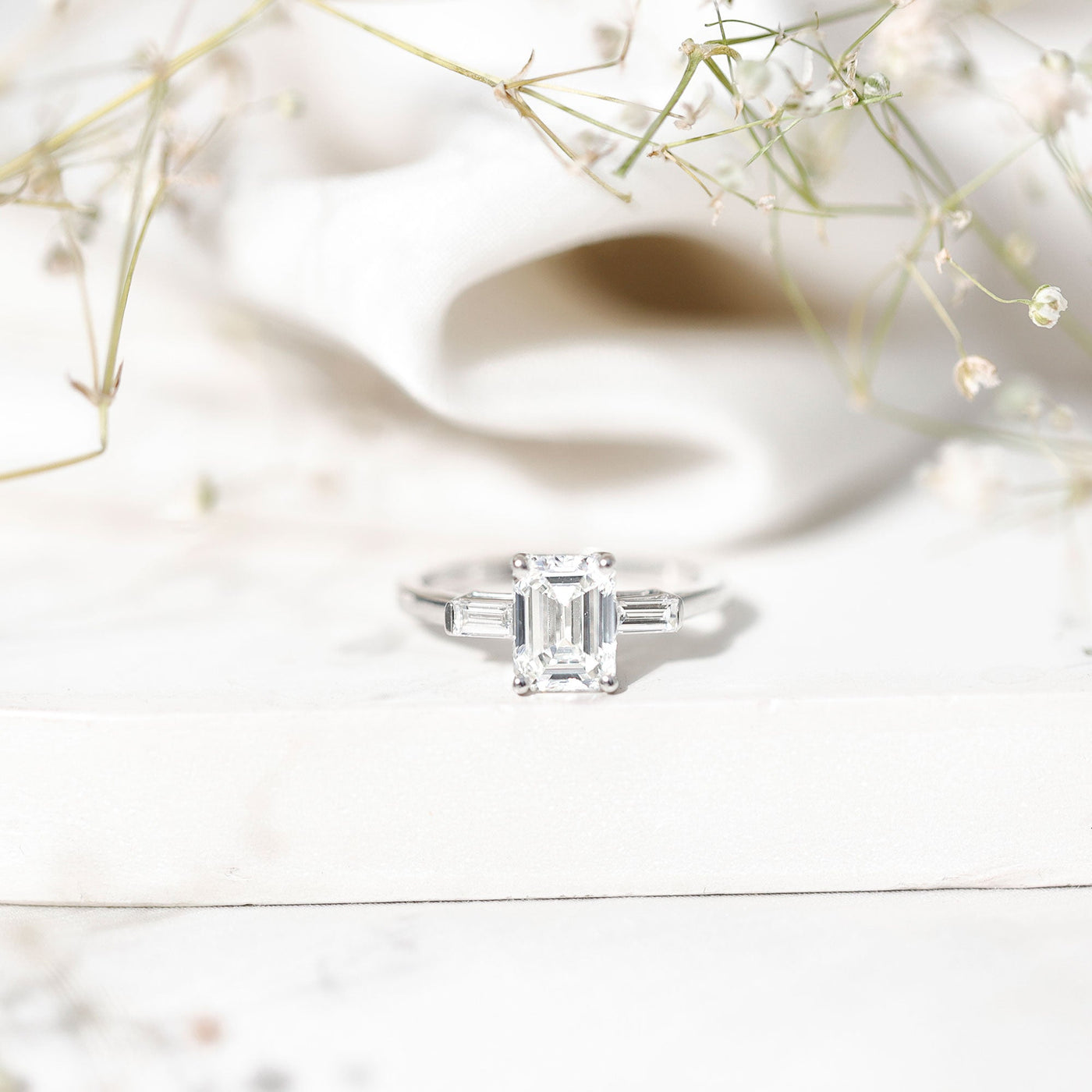 1.8 Carat Lab Grown Diamond Emerald Cut Engagement Ring
