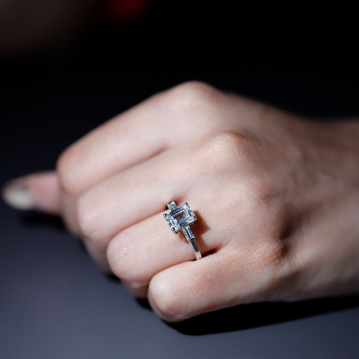 1.8 Carat Lab Grown Diamond Emerald Cut Engagement Ring