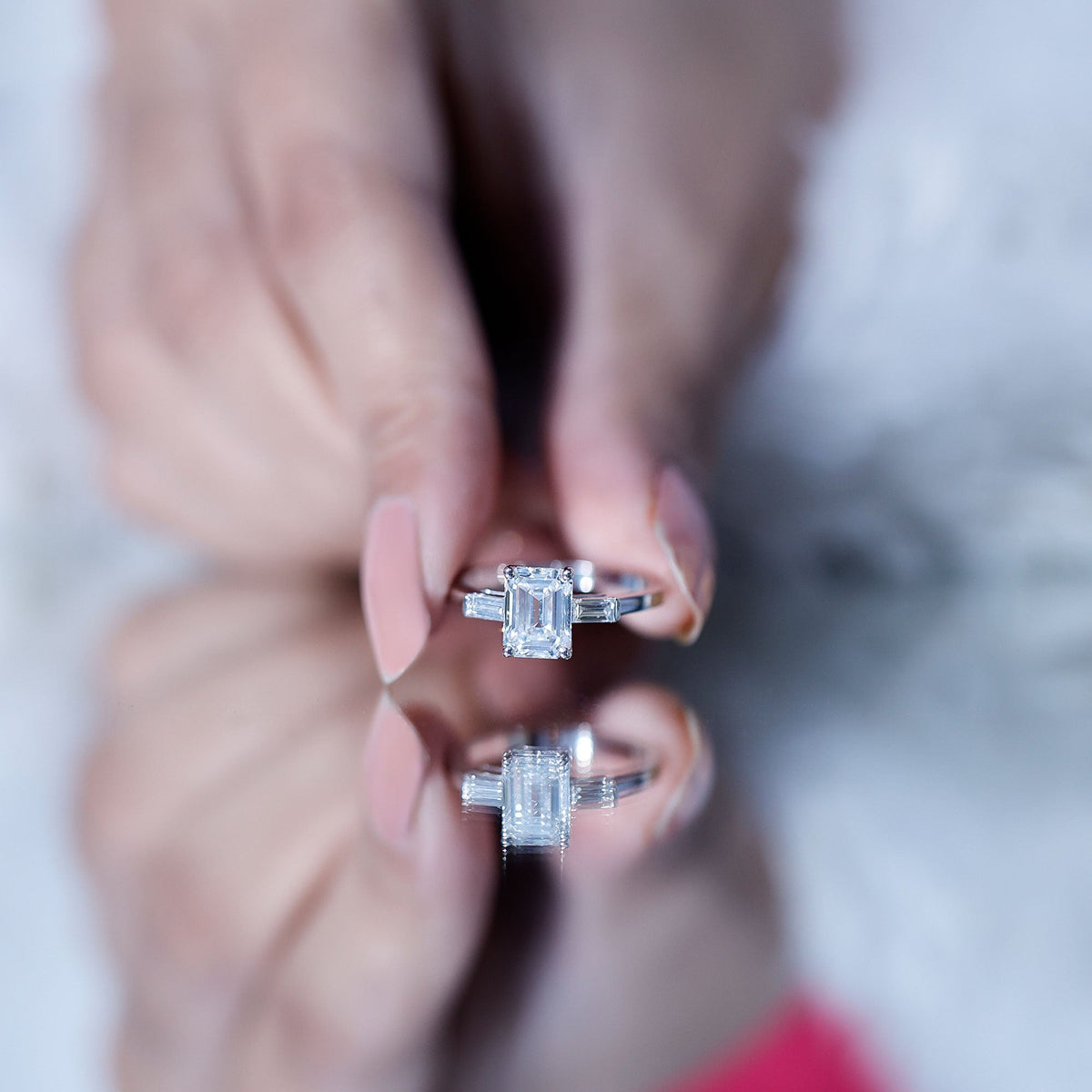 1.8 Carat Lab Grown Diamond Emerald Cut Engagement Ring