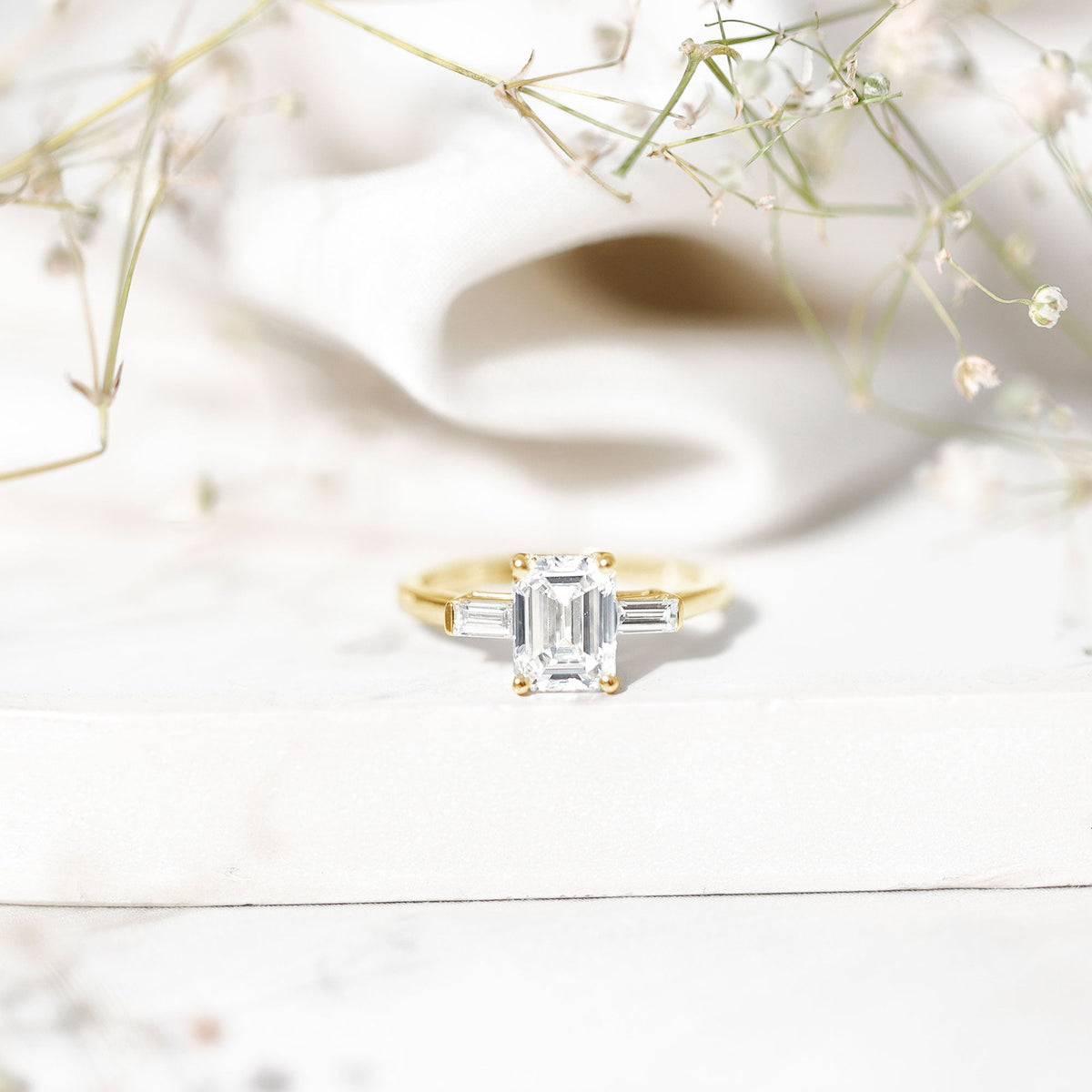 1.8 Carat Lab Grown Diamond Emerald Cut Engagement Ring
