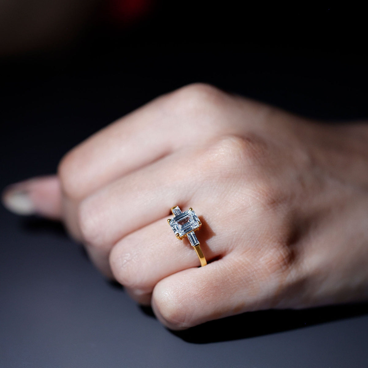 1.8 Carat Lab Grown Diamond Emerald Cut Engagement Ring