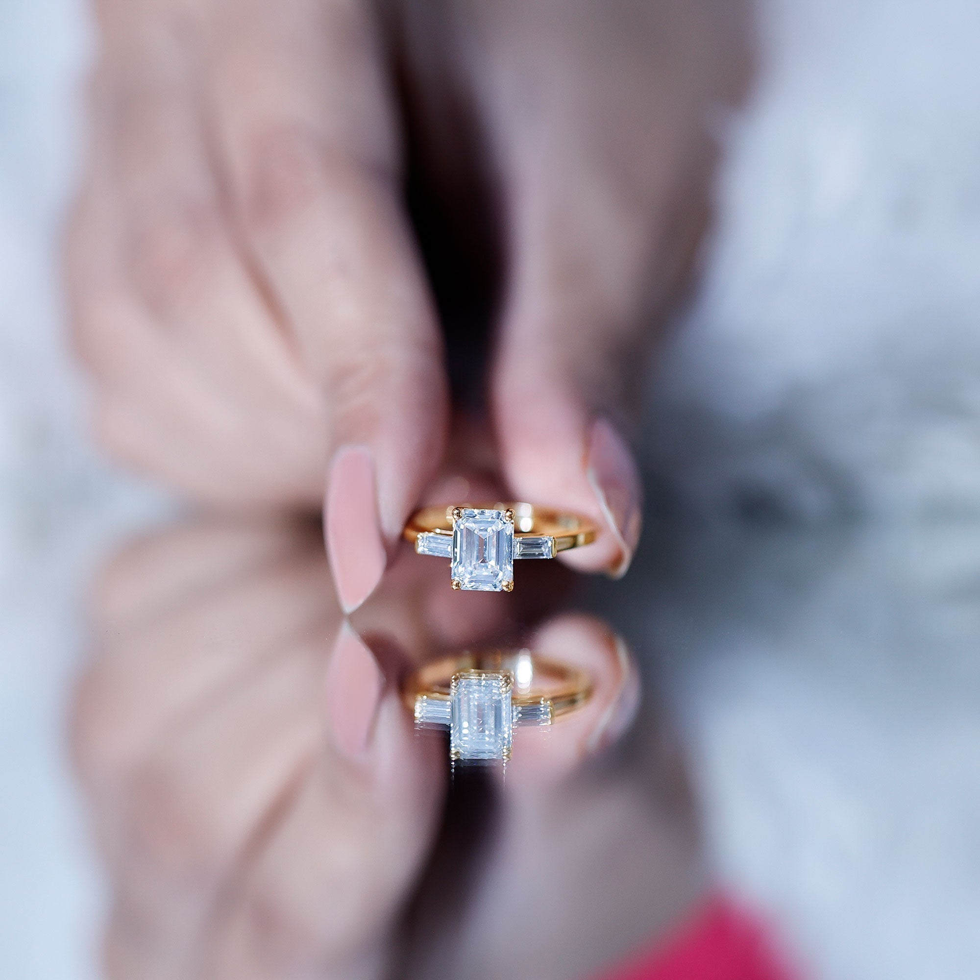 1.8 Carat Lab Grown Diamond Emerald Cut Engagement Ring