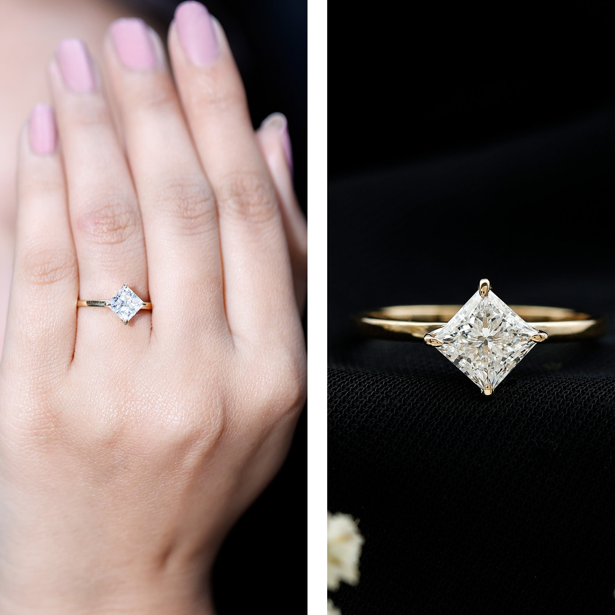 1.25 CT Princess Cut Lab Grown Diamond Solitaire Engagement Ring