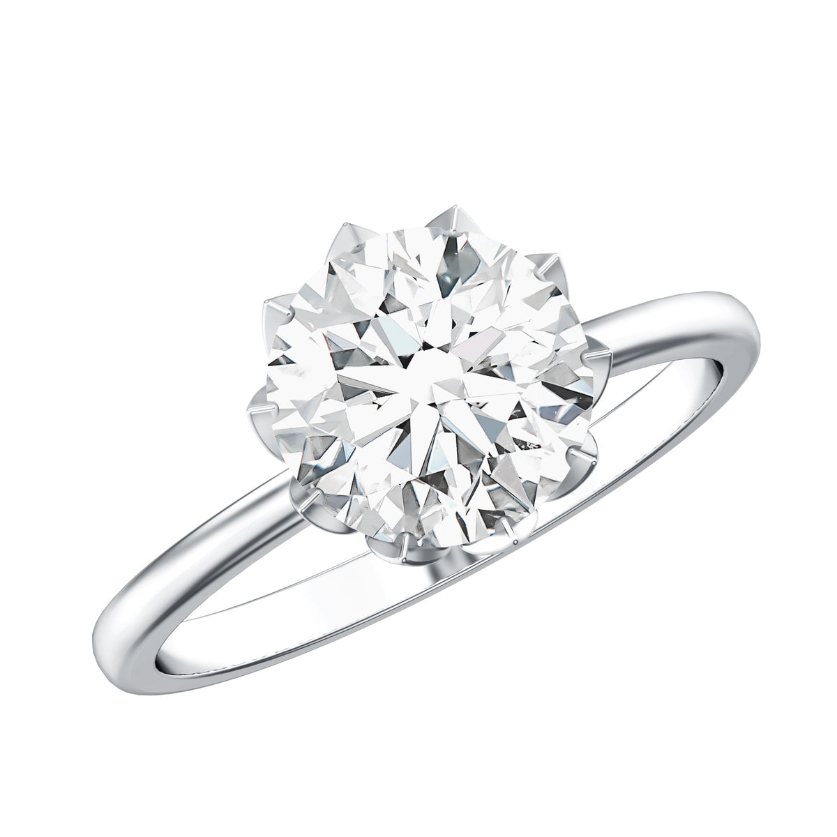 Lotus Basket Set Lab Grown Diamond 3 Carat Engagement Ring with IGI Certificate