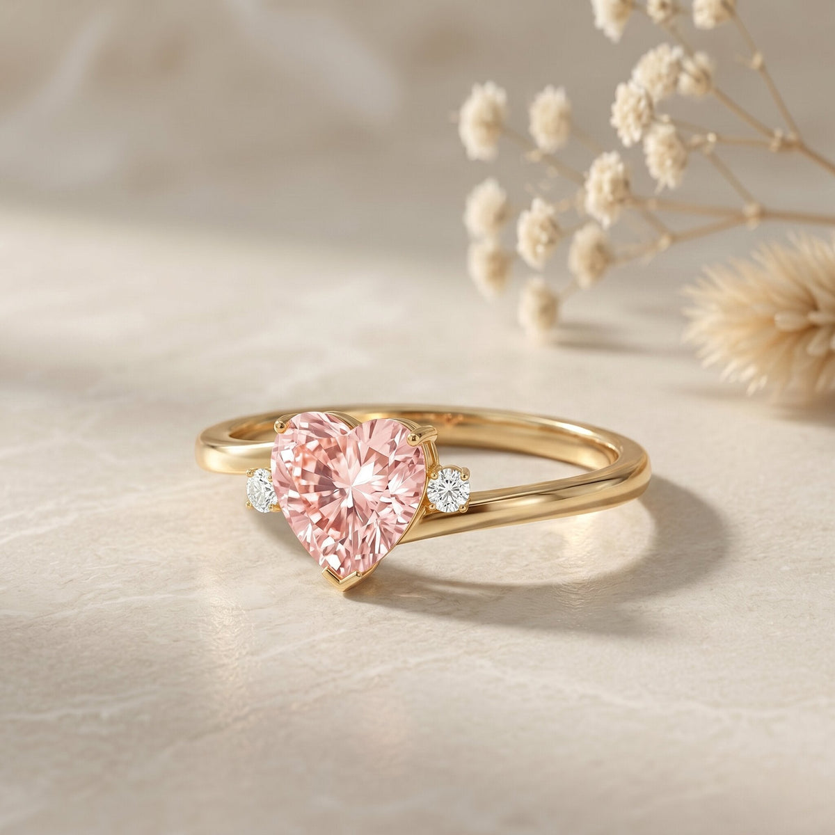 IGI Certified 1 CT Lab Grown Pink Diamond Heart Promise Ring