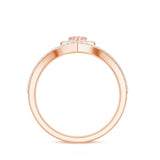 Heart Shape Lab Grown Pink and White Diamond Wedding Ring Set with IGI Certificate