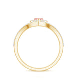 Heart Shape Lab Grown Pink and White Diamond Wedding Ring Set with IGI Certificate