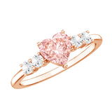 IGI Certified 1 Carat Lab Grown Pink and White Diamond Heart Promise Ring for Her
