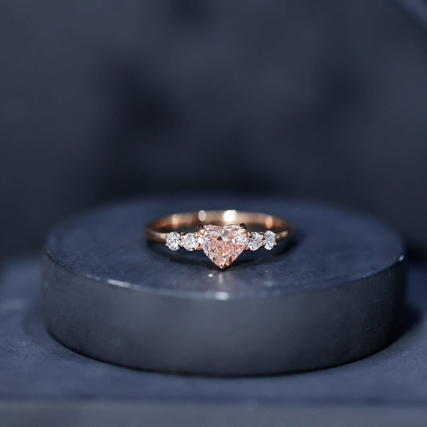 IGI Certified 1 Carat Lab Grown Pink and White Diamond Heart Promise Ring for Her