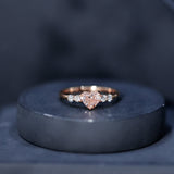 IGI Certified 1 Carat Lab Grown Pink and White Diamond Heart Promise Ring for Her