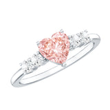 IGI Certified 1 Carat Lab Grown Pink and White Diamond Heart Promise Ring for Her