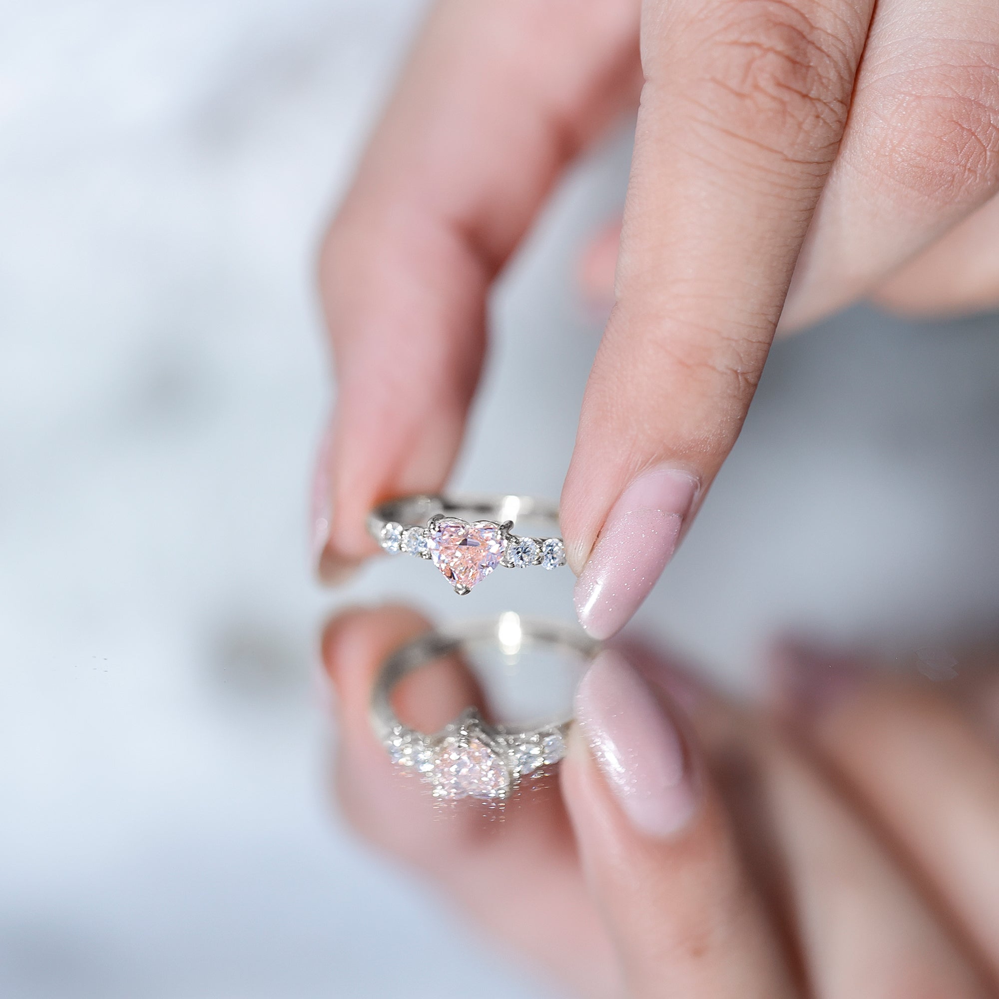 IGI Certified 1 Carat Lab Grown Pink and White Diamond Heart Promise Ring for Her