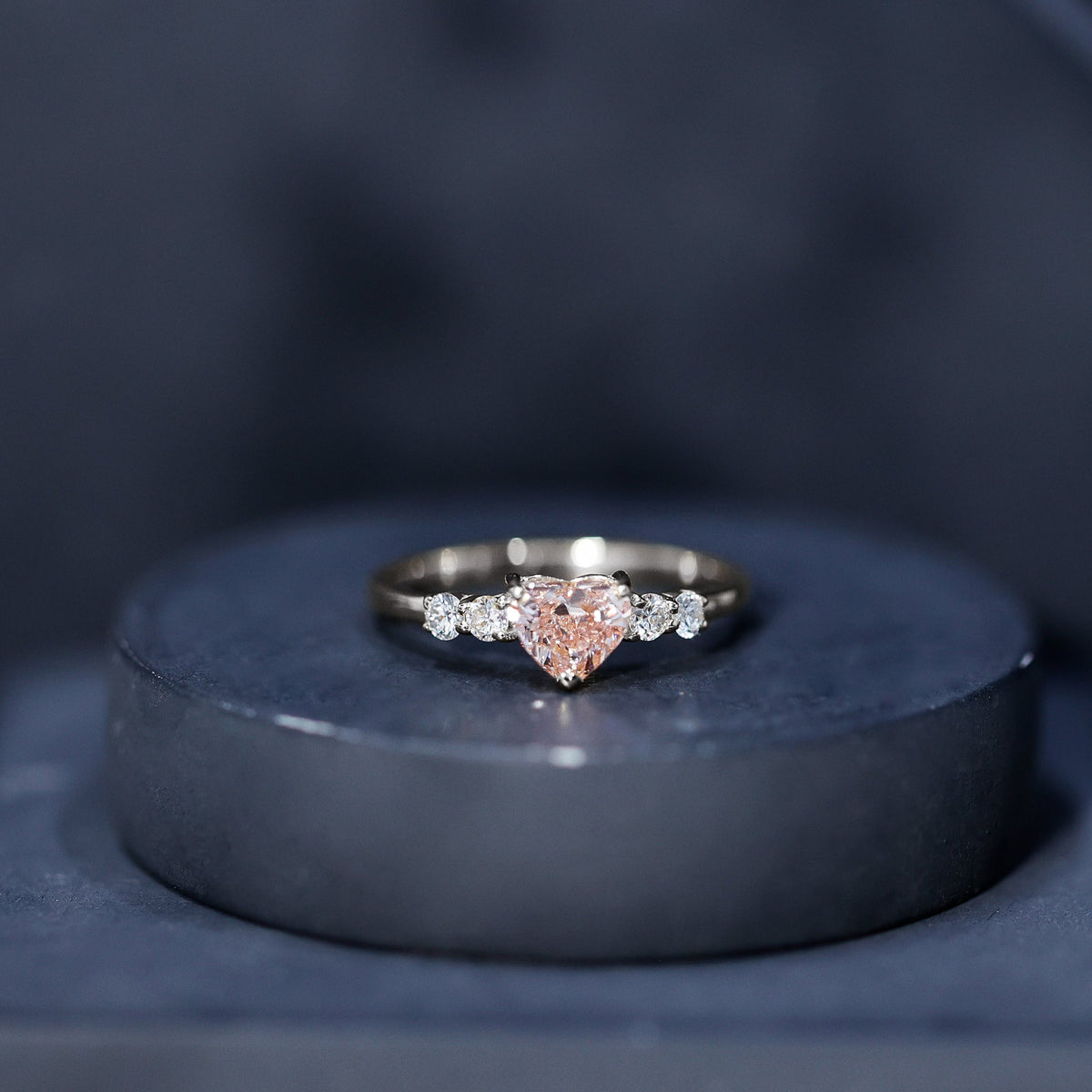 IGI Certified 1 Carat Lab Grown Pink and White Diamond Heart Promise Ring for Her
