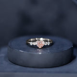 IGI Certified 1 Carat Lab Grown Pink and White Diamond Heart Promise Ring for Her