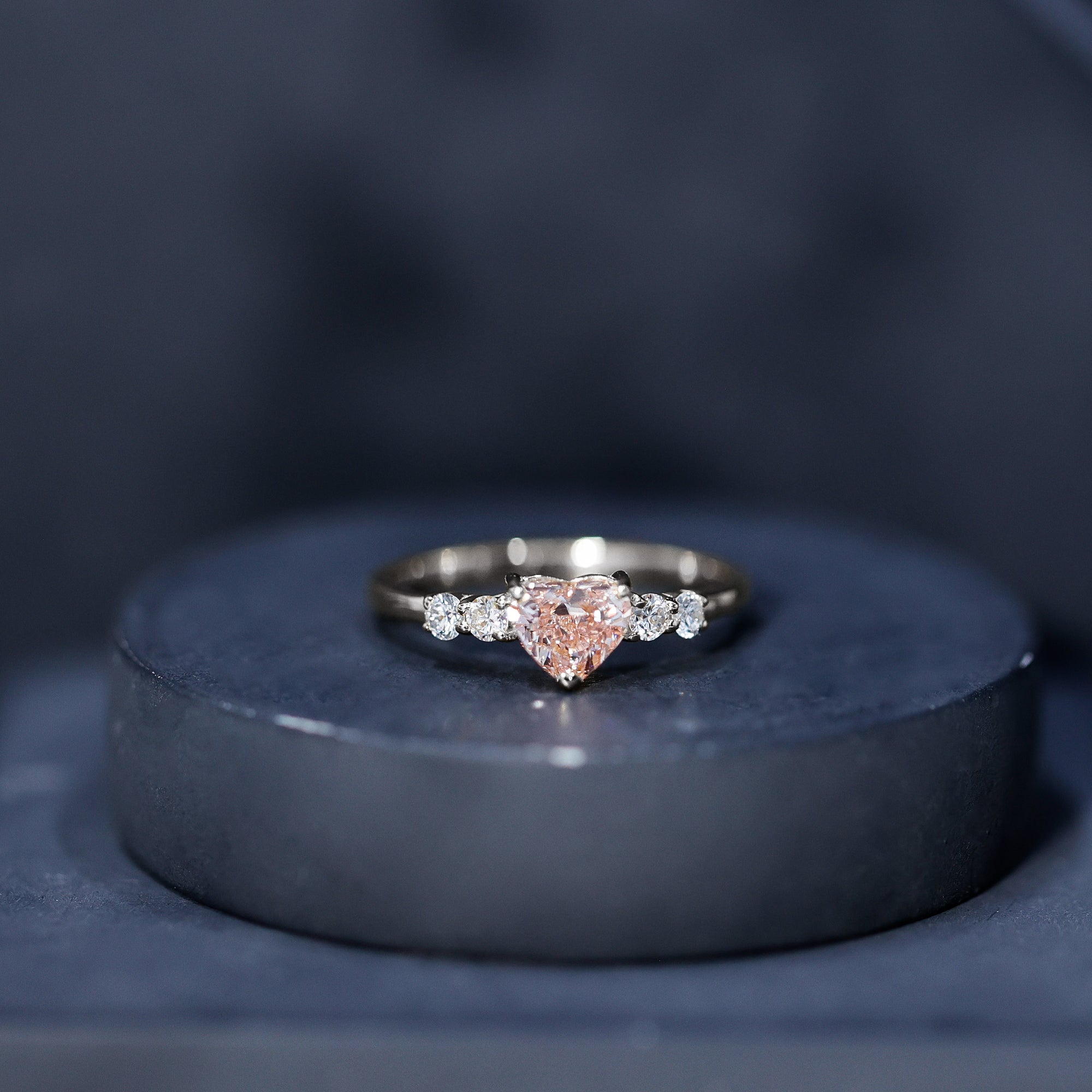IGI Certified 1 Carat Lab Grown Pink and White Diamond Heart Promise Ring for Her