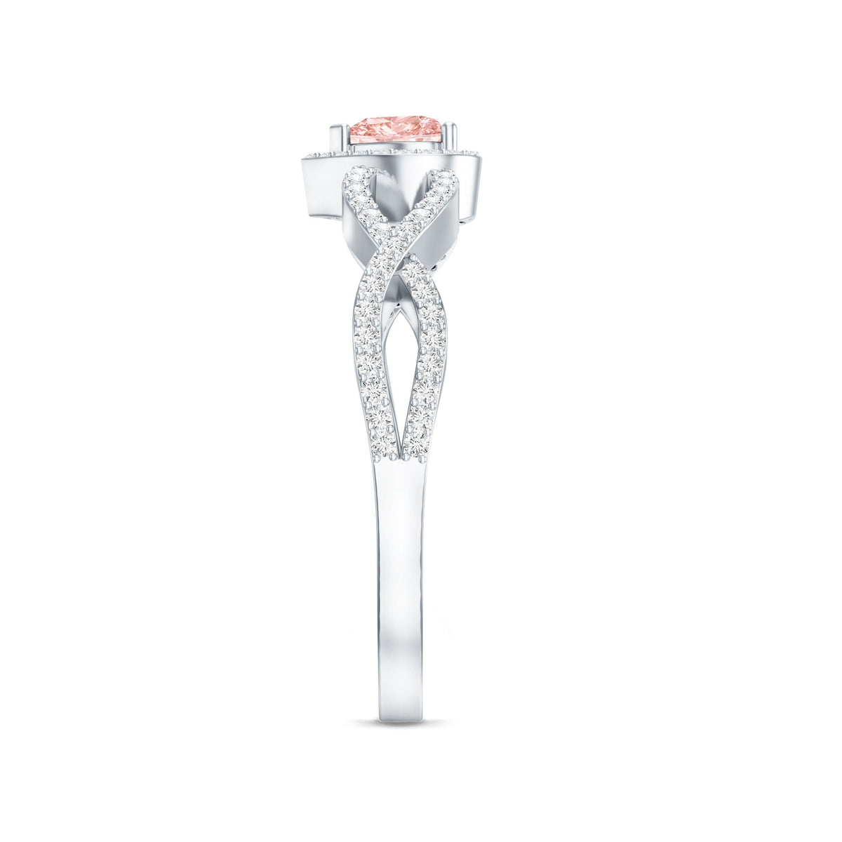 IGI Certified 1 Carat Lab Grown Pink and White Diamond Classic Engagement Ring