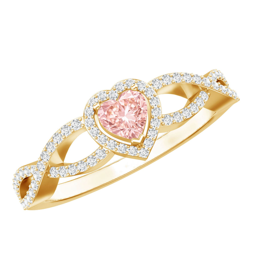 IGI Certified 1 Carat Lab Grown Pink and White Diamond Classic Engagement Ring