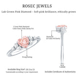1 CT Lab Grown Pink and White Diamond Heart Engagement Ring IGI Certified