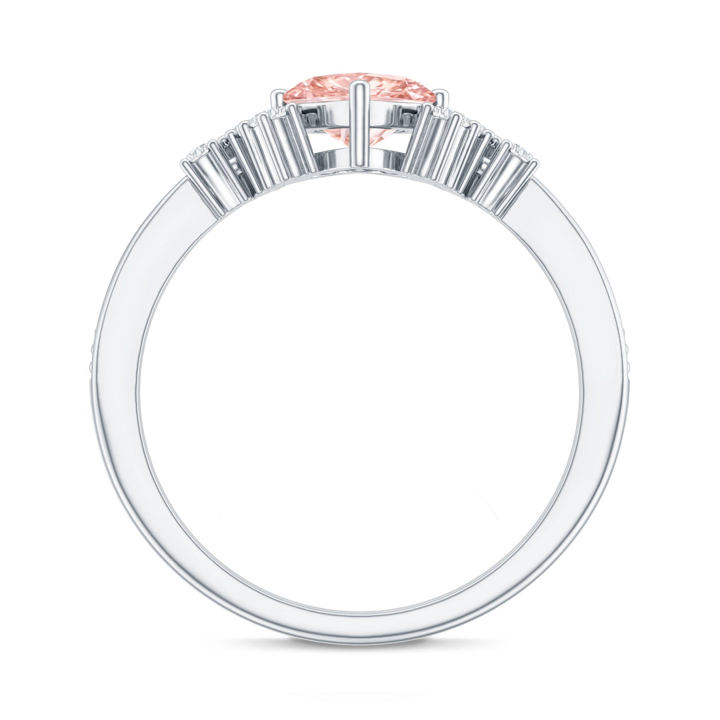 1 CT Lab Grown Pink and White Diamond Heart Engagement Ring IGI Certified