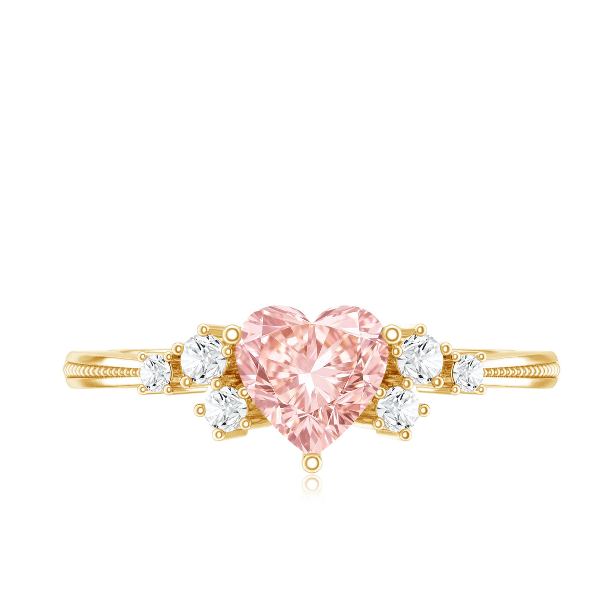 1 CT Lab Grown Pink and White Diamond Heart Engagement Ring IGI Certified