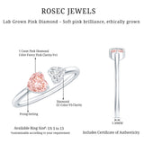Heart Shape Lab Grown Pink White Diamond Toi Et Moi Promise Ring with IGI Certificate