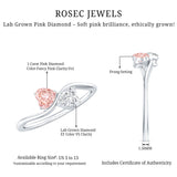 Lab Grown Pink and White Diamond Double Heart Promise Ring IGI Certified
