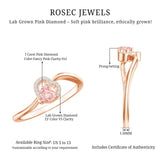 IGI Certified Lab Grown Pink Diamond Heart Promise Ring with Twisted Band