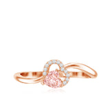 IGI Certified Lab Grown Pink Diamond Heart Promise Ring with Twisted Band