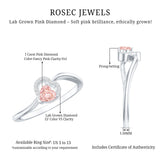IGI Certified Lab Grown Pink Diamond Heart Promise Ring with Twisted Band
