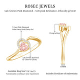 IGI Certified Lab Grown Pink Diamond Heart Promise Ring with Twisted Band