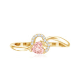 IGI Certified Lab Grown Pink Diamond Heart Promise Ring with Twisted Band