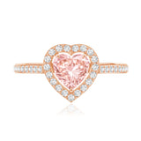 Heart Shape 1 CT Lab Grown Pink White Diamond Halo Engagement Ring IGI Certified