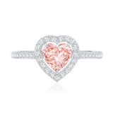 Heart Shape 1 CT Lab Grown Pink White Diamond Halo Engagement Ring IGI Certified