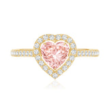 Heart Shape 1 CT Lab Grown Pink White Diamond Halo Engagement Ring IGI Certified