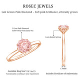 IGI Certified 1 CT Lab Grown Pink Diamond Solitaire Engagement Ring in Lotus Basket Setting