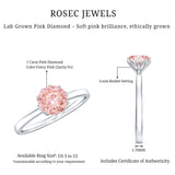 IGI Certified 1 CT Lab Grown Pink Diamond Solitaire Engagement Ring in Lotus Basket Setting