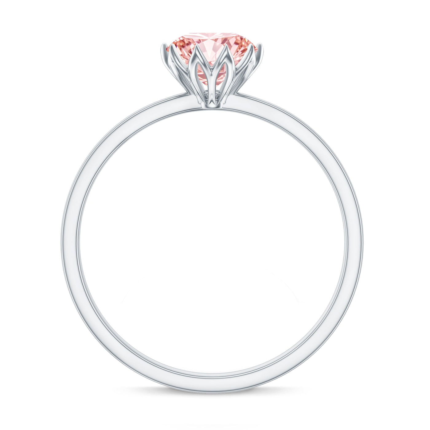 IGI Certified 1 CT Lab Grown Pink Diamond Solitaire Engagement Ring in Lotus Basket Setting