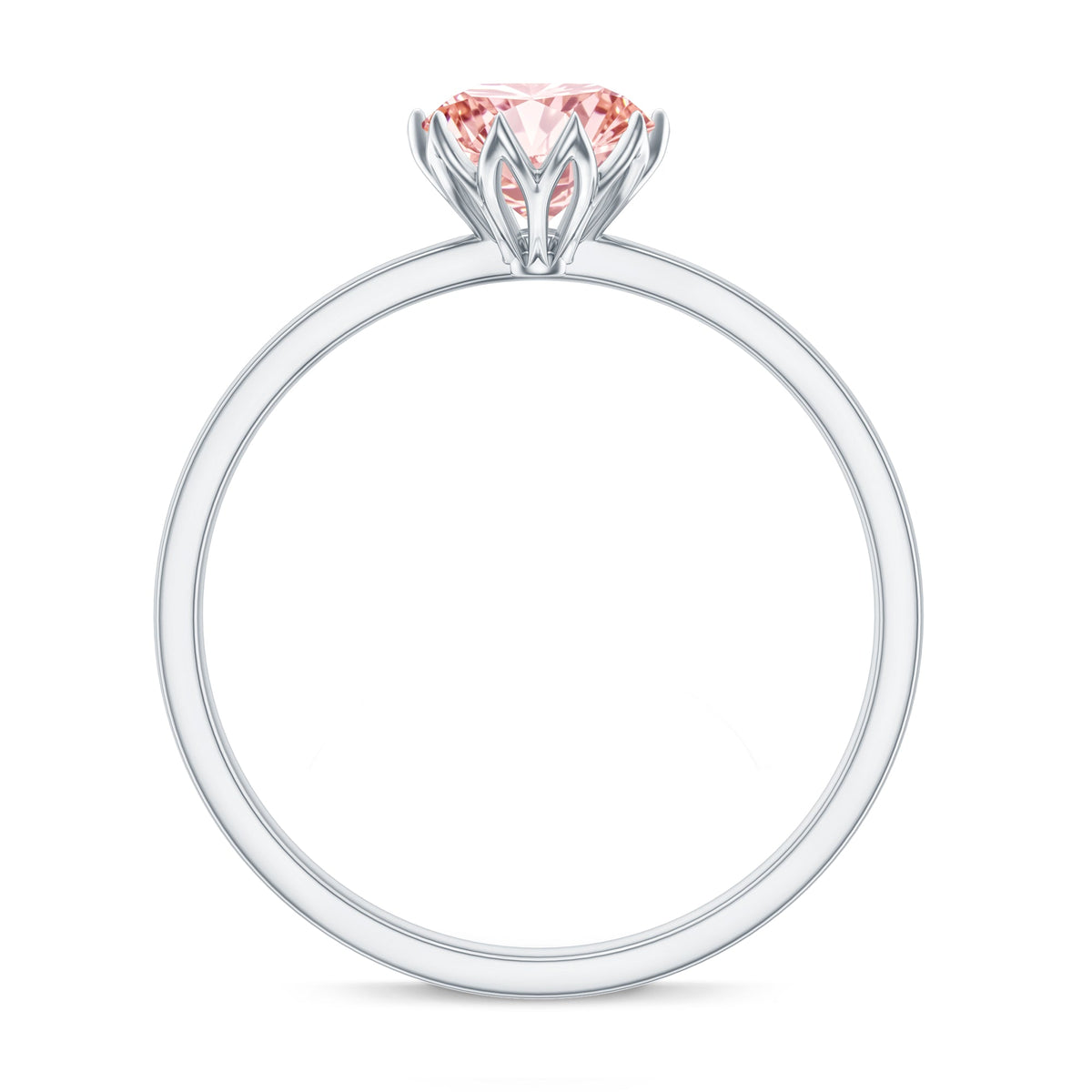 IGI Certified 1 CT Lab Grown Pink Diamond Solitaire Engagement Ring in Lotus Basket Setting
