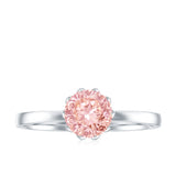 IGI Certified 1 CT Lab Grown Pink Diamond Solitaire Engagement Ring in Lotus Basket Setting