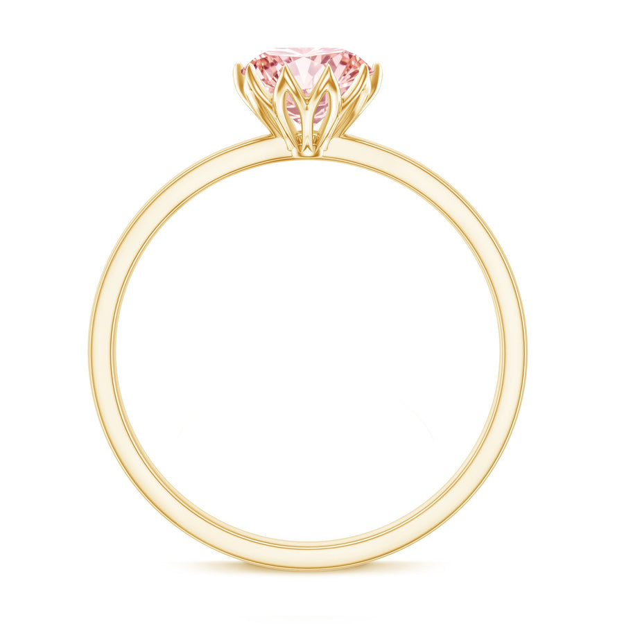 IGI Certified 1 CT Lab Grown Pink Diamond Solitaire Engagement Ring in Lotus Basket Setting