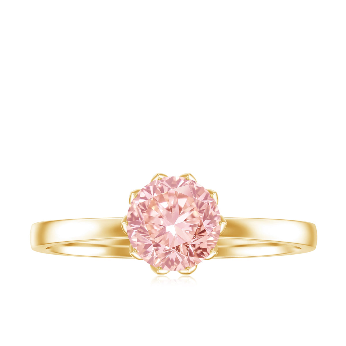 IGI Certified 1 CT Lab Grown Pink Diamond Solitaire Engagement Ring in Lotus Basket Setting
