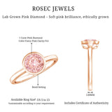 1 CT Lab Grown Pink Diamond Bezel Set Engagement Ring with IGI Certificate
