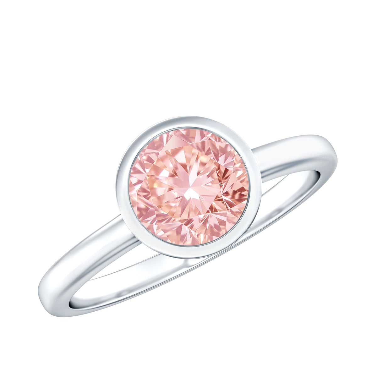 1 CT Lab Grown Pink Diamond Bezel Set Engagement Ring with IGI Certificate