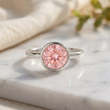 1 CT Lab Grown Pink Diamond Bezel Set Engagement Ring with IGI Certificate