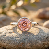 1 CT Lab Grown Pink Diamond Bezel Set Engagement Ring with IGI Certificate