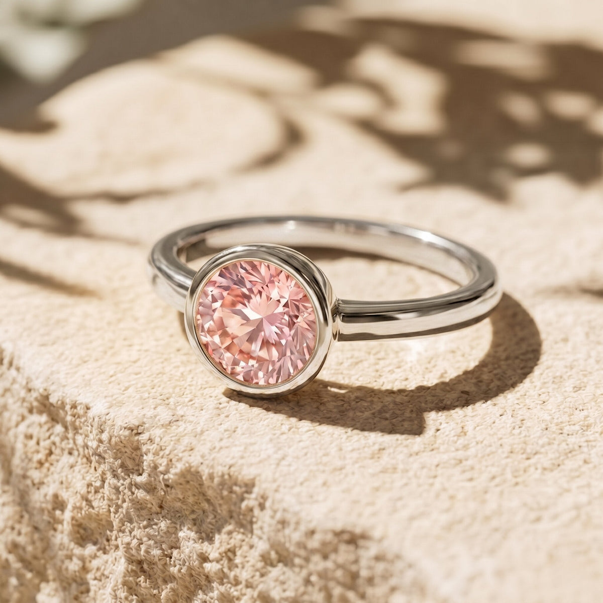 1 CT Lab Grown Pink Diamond Bezel Set Engagement Ring with IGI Certificate