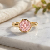 1 CT Lab Grown Pink Diamond Bezel Set Engagement Ring with IGI Certificate