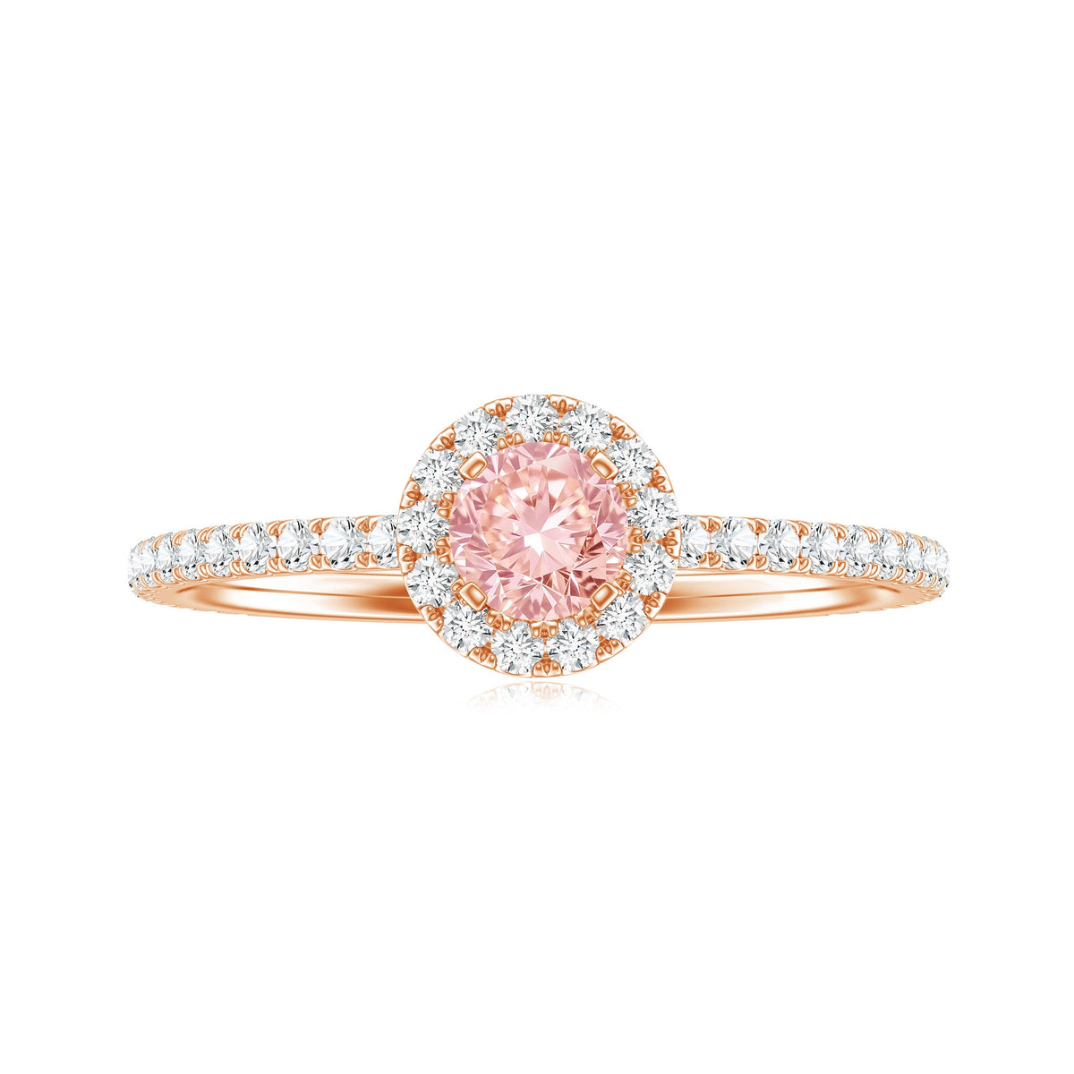 Lab Grown Pink White Diamond Halo Engagement Ring with IGI Certificate